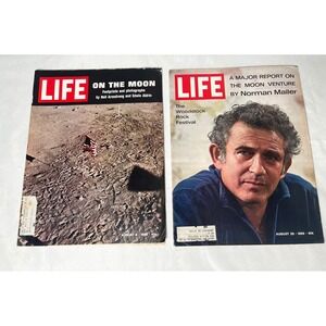 Vintage LIFE Magazine August 1969 Moon Landing Woodstock Norman Mailer Lot of 2